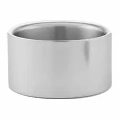 This double wall serving bowl is made of stainless steel with a silver finish. It has a 17 oz capacity and a 4 3/4 in diameter. Suitable for serving appetizers, dips, or side dishes in commercial food service settings.