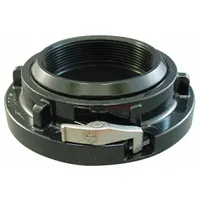 This aluminum rigid adapter connects a 2-1/2 in NH fire hose to a 5 in Storz fitting. Straight configuration for direct transitions on hydrants or standpipes. Used in municipal firefighting and industrial fire-suppression systems