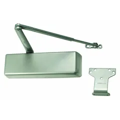 This LCN 4031 series door closer is a Grade 1 heavy-duty, non-hold open unit with an aluminum body and adjustable spring size 4. It is ADA compliant and suitable for both interior and exterior use on commercial or industrial doors requiring controlled closing speed.