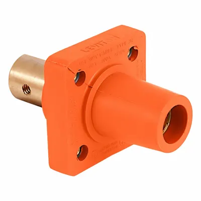 LEVITON Single Pole Receptacle: Orange, Straight Taper Nose Mating - Receptacles with Bus Bar Terminations