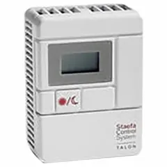 This flush-mount analog room temperature sensor from Siemens measures ambient temperature in commercial HVAC systems. It outputs a changing-resistance signal via a thermistor to a building automation controller, enabling precise temperature regulation. Features an analog display, ±0.36°F accuracy, and quick-connect terminals for wiring.