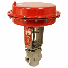 This Parker pneumatic globe valve features a 17-4PH stainless steel disc and FNPT x FNPT connections in a 1-inch pipe size. The air-to-spring actuation provides precise flow regulation and shut-off in industrial piping systems. Suitable for throttling and on-off control in process lines.