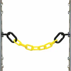 Magnetic-Mount Plastic Chain Barrier Kit, Yellow, 10 ft Chain