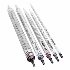 This 50 mL serological pipette is made of polystyrene and is sterile, individually wrapped for single-use applications. It features 0.5 mL graduation increments for precise liquid measurement and transfer in cell culture, microbiology, and molecular biology workflows.