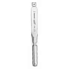 This GEDORE torque wrench features a micrometer adjustment mechanism for precise torque settings within an 8 N-m to 40 N-m range. The 9mm x 12mm drive accepts interchangeable heads, allowing use with various fasteners in industrial assembly and maintenance tasks.