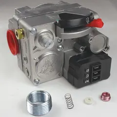 This Robertshaw gas valve is a replacement component for HVACR systems, controlling gas flow in furnaces, boilers, and commercial heating equipment. It ensures safe ignition and modulation of gas supply, commonly used in residential and light commercial heating applications.