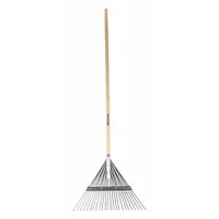 WESTWARD Lawn Rake: Spring Brace Head, Steel Head, Wood Handle, 54 in Handle Lg
