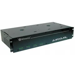 This power supply board with steel enclosure accepts 115V AC input and provides selectable 12VDC or 24VDC output at 6A. It is used to power security systems, access control panels, and industrial control circuits requiring a regulated DC source.