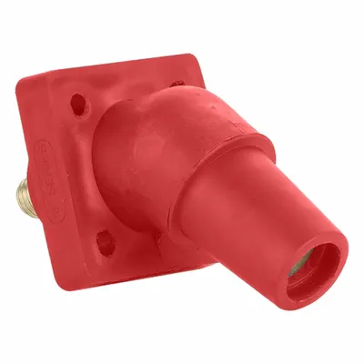 LEVITON Single Pole Receptacle: Red, Angled Taper Nose Mating, Threaded Stud Termination - Receptacles with Threaded Stud Terminations