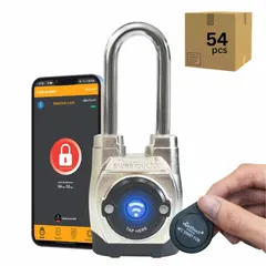 This Bluetooth padlock features a zinc die-cast body and a stainless steel long shackle. It enables keyless locking via app-based Bluetooth connectivity. Suitable for securing gates, lockers, cabinets, and storage units, particularly where a longer shackle is needed to fit hasps or larger loops.