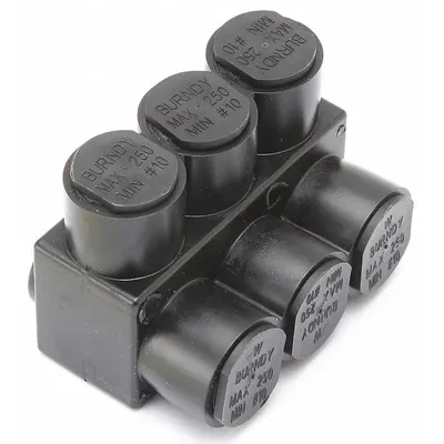 BURNDY Multitap Connector: 3 Port, Single-Sided Entry, 10 AWG – 250 kcmil Wire Size - Dry-Location Single-Sided Entry Multitap Connectors