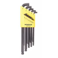 BONDHUS Hex Key Set: 11 - 15 Pieces, L, SAE, Single Ball End, Long, 13 Pieces, Black Oxide, 1 Tips (MPN 16537)