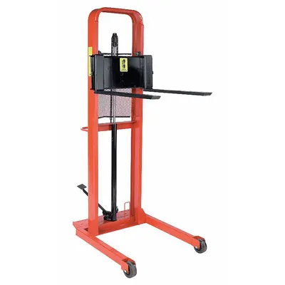 WESCO Stacker: 1,000 lb, 30 in L x 3 in W Fork, 48 in L x 32 1/2 in W x 75 in H Overall Dim - Straddle Stackers