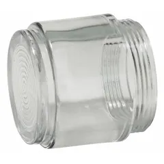 This Siemens push button head is a 30 mm panel-size, illuminated, non-metallic component with a clear lens. It features a plastic head material and screw-on attachment for use with compatible 52BT6 series operators. Typical applications include industrial control panels for machine start/stop or status indication.