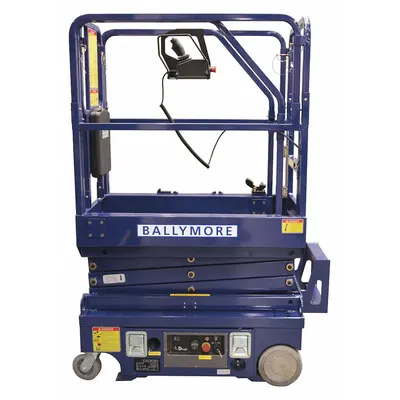 BALLYMORE Mobile Personnel Lift: Battery, Drivable, 10 ft Elevated Platform Ht - Drivable Scissor Lifts