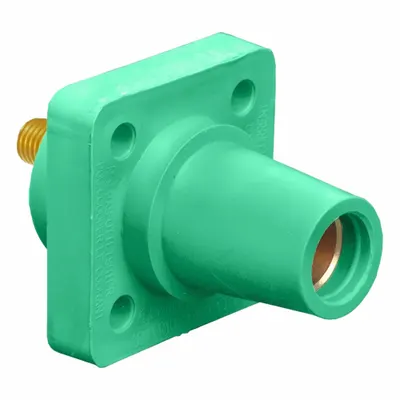 LEVITON Single Pole Receptacle: Green, Straight Taper Nose Mating, Threaded Stud Termination - Receptacles with Threaded Stud Terminations