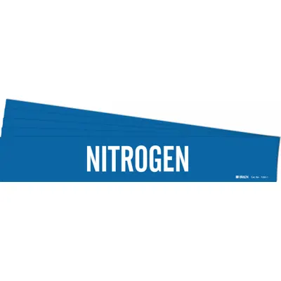 BRADY Pipe Marker: Nitrogen, Blue, White, Fits 2 1/2 to 7 7/8 in Pipe O.D., 1 Pipe Markers - Nitrogen Adhesive Pipe Markers