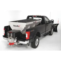 This broadcast tailgate spreader mounts in a truck bed for spreading ice melt or sand. It has a 3,120 lb capacity and a maximum spread width of 40 ft. Suitable for winter maintenance of roads, parking lots, and driveways.