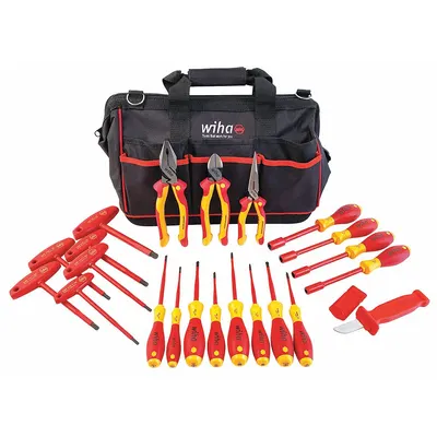 WIHA 32973 Insulated Tool Set, 22 Pieces in Tool Bag - Tool Sets with Tool Bag
