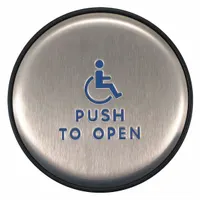 BEA Exit Push Button: 6 in Ht, 1 in Dp, 6 in Wd, ADA Compliant, Plastic/Stainless Steel, Gray (MPN 10EMR61)