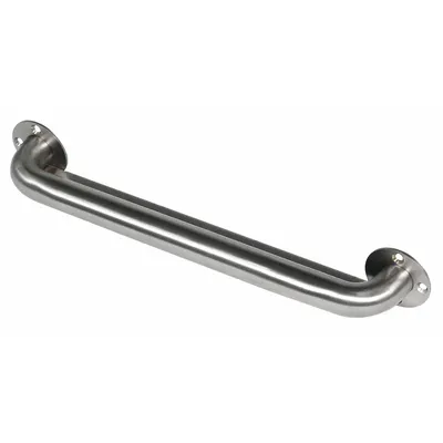 BESTCARE Wall Grab Bar: Stainless Steel, Satin, 250 lb Wt Capacity, 1 1/2 in Base Dia - Institutional Bathroom Grab Bars