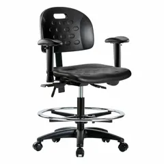 APPROVED VENDOR Ergonomic Chair, Polyurethane, Arms Included, 18 in Seat Width, Adjustable Height 19 3/4 to 27 1/2 in