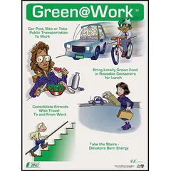 This 22 in x 16 in poster is printed in English with no protective coating. It does not include a frame and is not designed for writing on the surface. Suitable for indoor display in break rooms, offices, or training areas to promote environmental awareness.