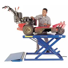 Fixed-top electric lift table with a 4,400 lb load capacity and 39 13/32 in maximum lifting height. Operates on 230V AC power with hydraulic lifting mechanism. Used for vertical positioning of heavy loads in material handling applications.