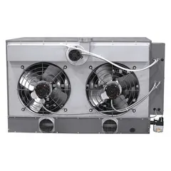 This Dayton unit heater delivers 350,000 BtuH input capacity for heating commercial and industrial spaces. It operates on natural gas with a propeller fan and features a field-convertible combustion type. The unit has a 3/4 in NPT male gas connection and overall dimensions of 34 in x 55-1/4 in x 44-3/4 in. Suitable for wall or ceiling mounting in large open areas.