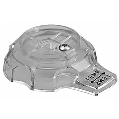 Nylon replacement handle for Mixet bathtub and shower faucets. Features a transparent trim finish and plastic trim plate. Used to restore water flow control in residential or commercial bathrooms.