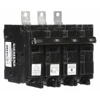 Three-pole miniature circuit breaker rated 60 A at 120/240V AC, three-phase, with shunt trip. Bolt-on mounting type for use with Siemens P1 panelboards. Provides overcurrent and short-circuit protection in commercial and industrial electrical distribution systems