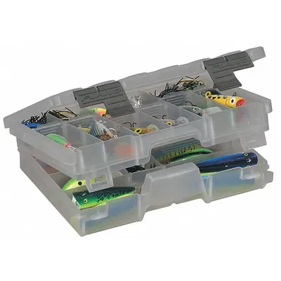 PLANO MOLDING Compartment Box: 10 7/8 in x 7 1/2 in x 2 3/4 in, Clear, 30 Compartments - Small Parts Compartmented Boxes with Adjustable Dividers