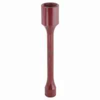 This torque limiting socket stick is designed for use with 1/2 in air impact tools. It features a 1-1/16 in size and is constructed from chrome molybdenum/steel with a maroon finish. Commonly used in automotive and heavy-equipment maintenance for tightening wheel lug nuts to a preset torque, preventing over-tightening