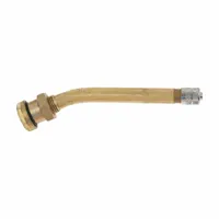 This HALTEC clamp-in tire valve stem features an L-shape with a 27° valve stem angle and 0.305-32 thread size. Constructed of brass, it is designed for metric rim holes on trucks, providing a secure air seal for commercial vehicle tires