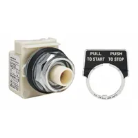 SCHNEIDER Mushroom Head Push Button: 30 mm Mounting Size, Metallic, Maintained (MPN 9001KR9P35LR)