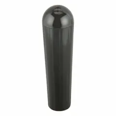 This long tapered knob from DAVIES features a threaded hole for secure mounting. Made of thermoset material, it has a 1.375 in diameter, 1/2"-13 thread size, and 9 mm thread length. Commonly used for manual adjustment and clamping on industrial machinery and panel assemblies.