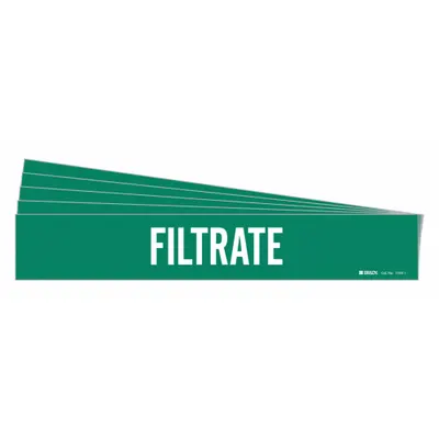 BRADY Pipe Marker: Filtrate, Green, White, Fits 2 1/2 to 7 7/8 in Pipe O.D., 1 Pipe Markers - Filtrate Adhesive Pipe Markers