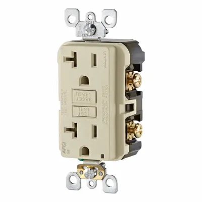 LEVITON Receptacle: Decorator Duplex, 5-20, Light Almond, 125V AC, 20 A - General Purpose Receptacles