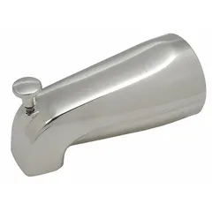 This BRASSCRAFT bathtub spout features a pull-up diverter to redirect water flow to a showerhead. It has a slip-fit connection, a chrome finish, and a zinc construction. The spout reach is 5 1/8 inches. Suitable for residential or commercial bathing applications.