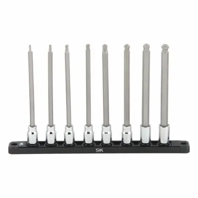 SK PROFESSIONAL TOOLS Socket Bit Set: 1 - 25 Pieces, 3/8 in Drive Size, 8 Pieces - Ball Hex Bit Socket Sets