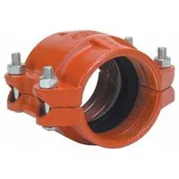 Rigid bolted grooved pipe coupling for joining grooved-end pipe. Constructed of ductile iron with an EPDM seal. Rated for maximum operating pressure of 300 psi. Suitable for use in fire protection, HVAC, and industrial piping systems handling water, oil, and non-corrosive fluids