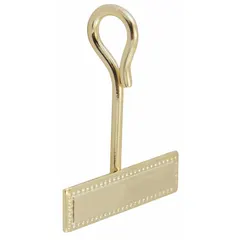 This metal whistle hook features a gold finish and is designed for secure attachment in industrial environments. It provides a reliable hanging solution for tools, equipment, or accessories where a corrosion-resistant metal hook is needed.