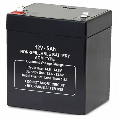 OEM APPROVED VENDOR AGM Sealed Lead Acid Battery, 12V DC, 5 Ah, Deep Cycle - AGM Sealed Lead Acid Batteries