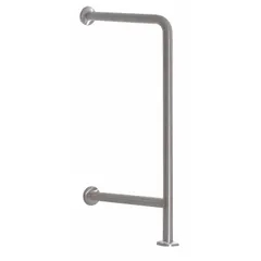 This angled grab bar is designed for wall and floor mounting to provide support in accessible bathrooms, shower rooms, and patient care areas. Constructed from stainless steel with a satin finish, it measures 33 inches in length with a 1 1/2 inch diameter.