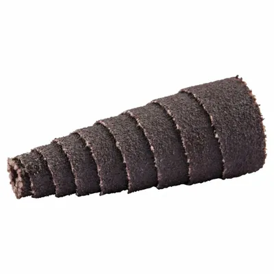MERIT Cartridge Roll: Tapered, 3/4 in Dia x 1 1/2 in L, 1/8 in Pilot, Aluminum Oxide - General Purpose Cartridge Rolls for All Metals
