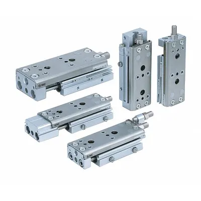 SMC Slide Table: 20 mm Stroke Lg, 12 mm Bore Dia, Mfr Part # MXQ12-20AS, MXQ Series - Pneumatic Slide Tables