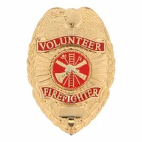 HEROS PRIDE Metal Badge: Volunteer Firefighter - Oval, 2 1/4 in x 3 1/8 in, Gold, Metal, Badge (MPN 4185G)