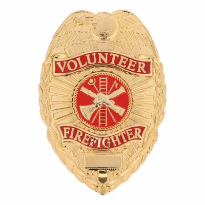 HEROS PRIDE Oval Metal Badge, Gold, 2 1/4 in x 3 1/8 in, MPN 4185G - Metallic Badges