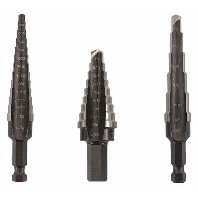 IRWIN Step Drill Bit Set: 3 Pc, 1/8" to 3/4", Black Oxide HSS - High-Speed Steel Step Drill Bit Sets