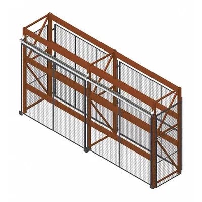 WIRECRAFTERS Enclosure Kit: 2 Bays, 96 in x 36 in x 120 in, 10 ga, Steel, Powder Coated - Wire Mesh Pallet Rack Enclosure Kits